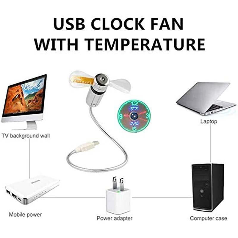 🔥USB-fläkt med LED-klockbelysning