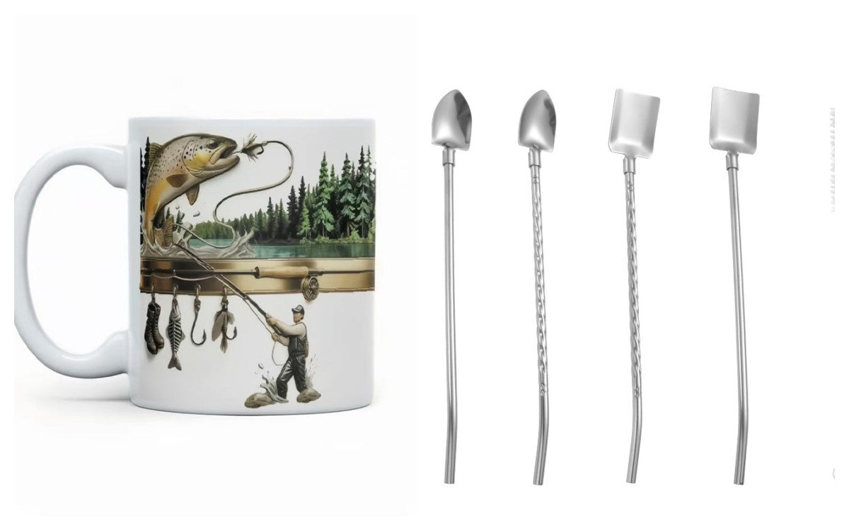 🎣🔥Köp 3 få 2 gratis🔥 Keramisk kaffekopp med fisketema，🎣Livfull 3D Fiskekonstdesign