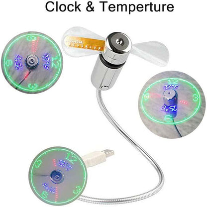 🔥USB-fläkt med LED-klockbelysning