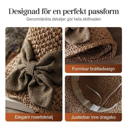 🎀 50% RABATT 👒 | Stråhatt med Retrobåge – Hopfällbar & Andningsbar för Sommaren