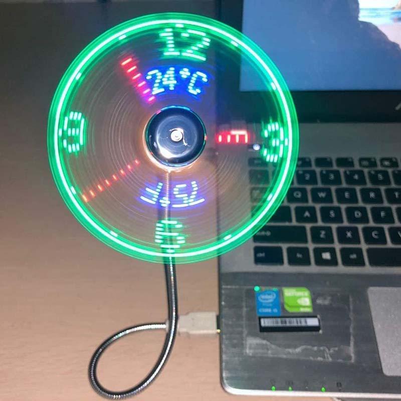 🔥USB-fläkt med LED-klockbelysning