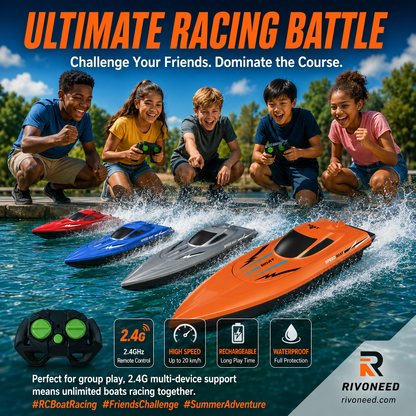 🚤2.4 GHz RC-Speedbåt med Dubbla Motorer – Snabb, Kraftfull & Lätt att Styra