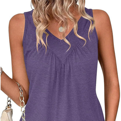 🍃V-ringad ärmlös linne för kvinnor