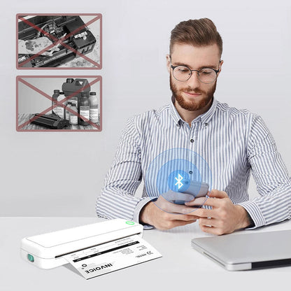 Trådlös A4 mini termisk skrivare med papper