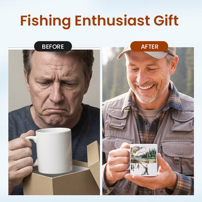 🎣🔥Köp 3 få 2 gratis🔥 Keramisk kaffekopp med fisketema，🎣Livfull 3D Fiskekonstdesign