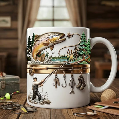 🎣🔥Köp 3 få 2 gratis🔥 Keramisk kaffekopp med fisketema，🎣Livfull 3D Fiskekonstdesign