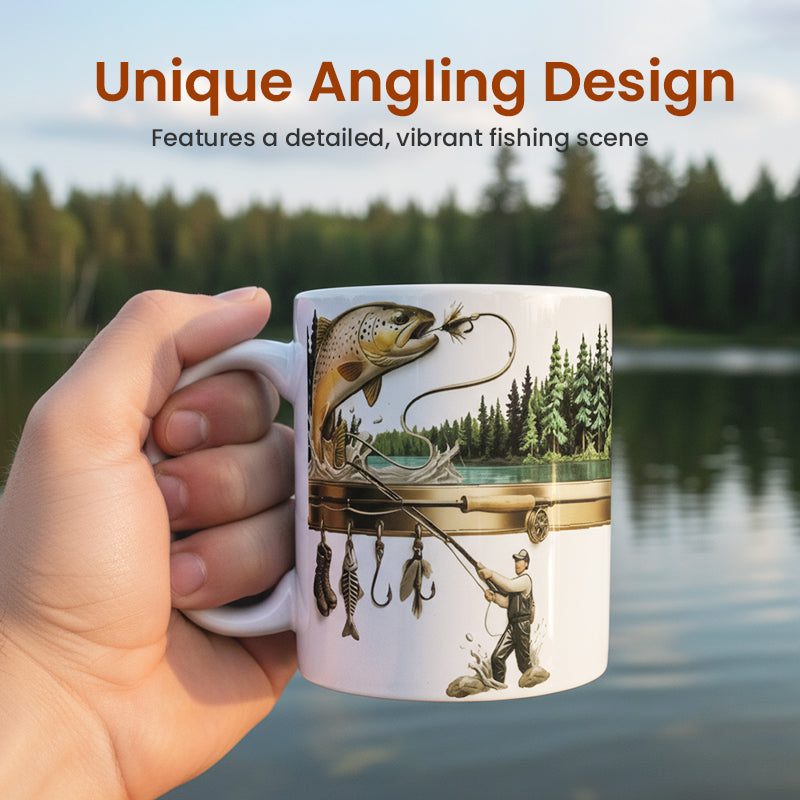 🎣🔥Köp 3 få 2 gratis🔥 Keramisk kaffekopp med fisketema，🎣Livfull 3D Fiskekonstdesign