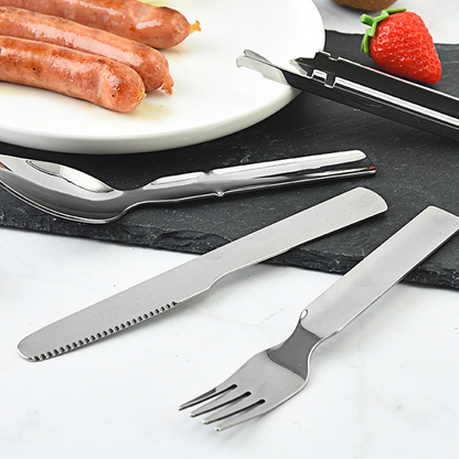 🔥🎁50% RABATT NU!  4-i-1 bärbart bestickset i rostfritt stål⏳Begränsad tid – 50% rabatt⏰