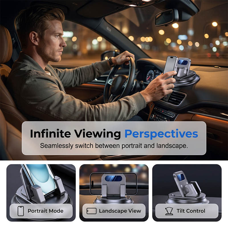 🚗 50% RABATT NU!📱 Roterande Instrumentbräda Biltelefonhållare – 360° Justerbar & Halkfri – Hands-Free Telefonfäste 🛡️
