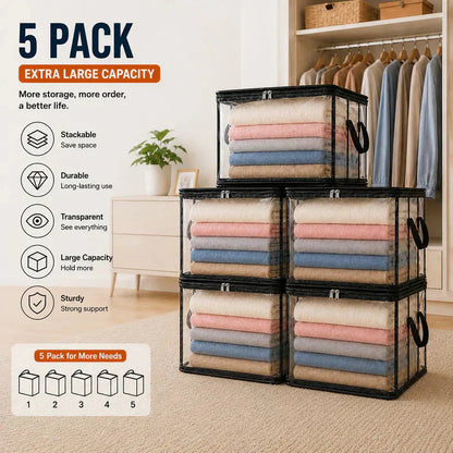 🔥Sommarens bästsäljare – 50 % rabatt📦Bärbar, stor och tålig genomskinlig förvaringslåda i tjock plast med gångjärnsförsett lock | Hem, resor & camping