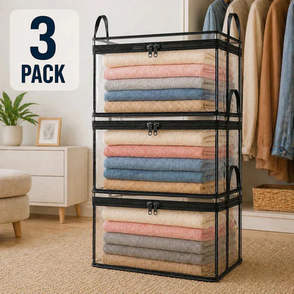 🔥Sommarens bästsäljare – 50 % rabatt📦Bärbar, stor och tålig genomskinlig förvaringslåda i tjock plast med gångjärnsförsett lock | Hem, resor & camping